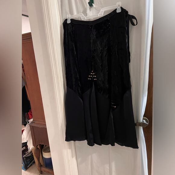 Forbidden vintage black velvet and satin beaded and sequins maxi skirt size xl - Picture 1 of 11